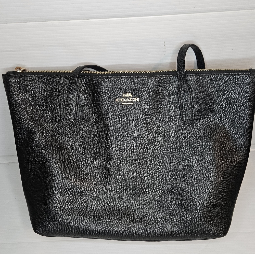 COACH Zip Top Tote 4454 black crossgrain leather - Picture 2 of 10